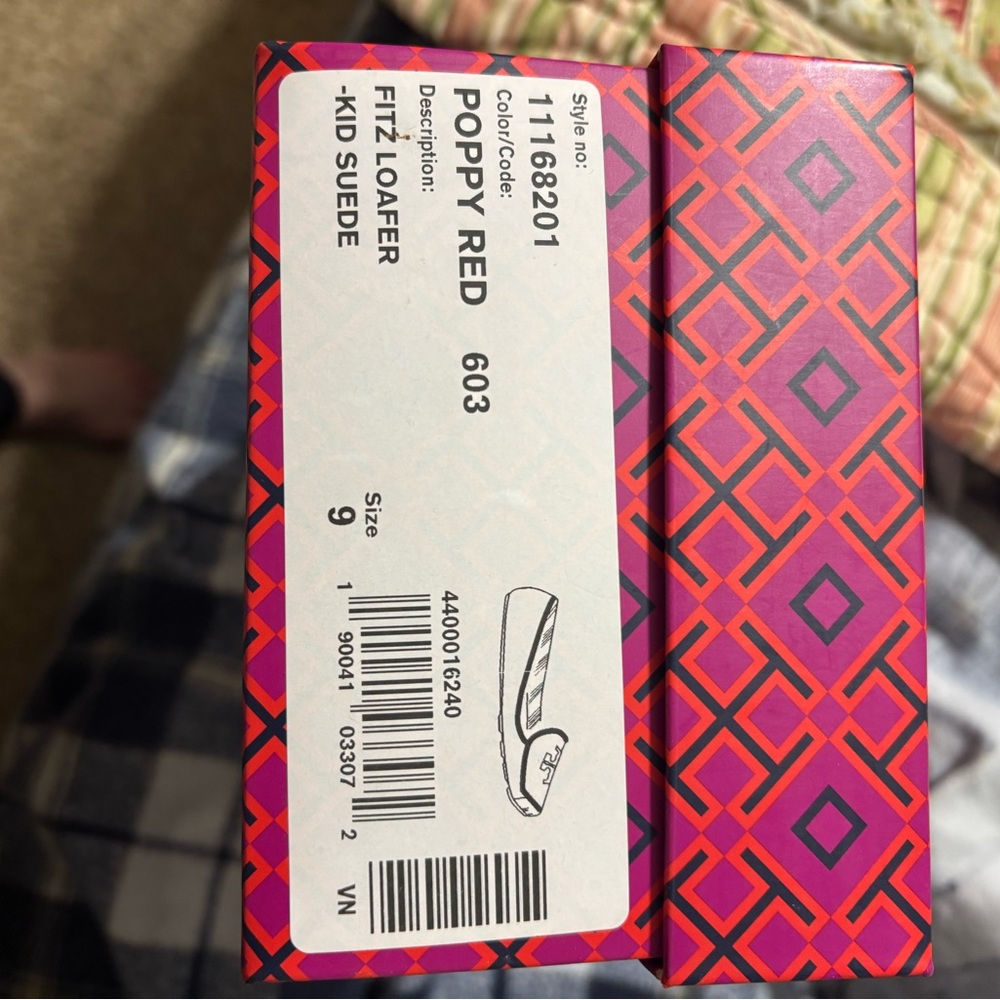 Tory Burch Poppy Red Kid Suede Flats - Picture 2 of 5